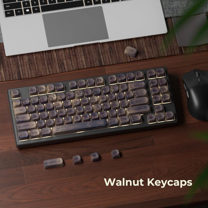 OHY XVX Wood Keycaps,MOA PBT Keycaps Dye-Sublimation 130 pcs Keycap Set for Mechanical Keyboard 61/64/75/84/87/104/108 Layout with Key Puller, Walnut Textures - Image 5